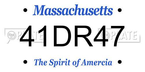 41DR47 Massachusetts License Plate