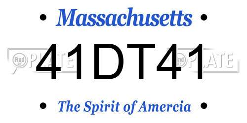 41DT41 Massachusetts License Plate