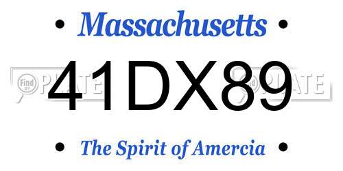 41DX89 Massachusetts License Plate