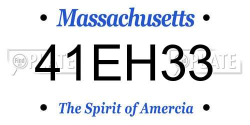 41EH33 Massachusetts License Plate