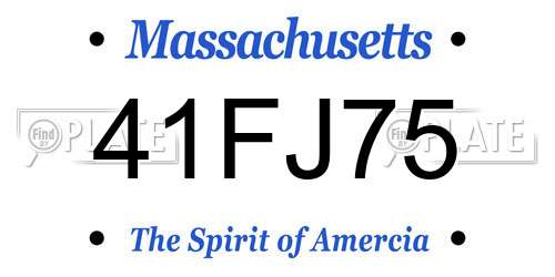 41FJ75 Massachusetts License Plate