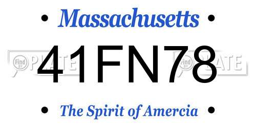 41FN78 Massachusetts License Plate