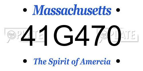 41G470 Massachusetts License Plate