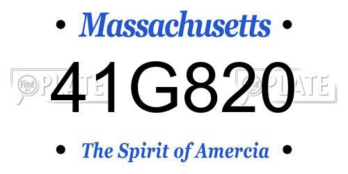 41G820 Massachusetts License Plate
