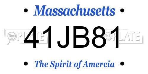 41JB81 Massachusetts License Plate