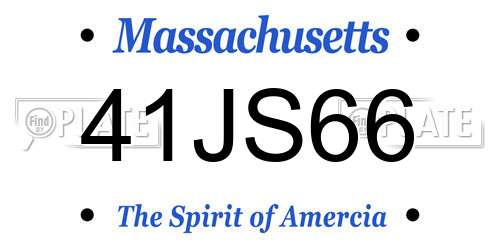 41JS66 Massachusetts License Plate