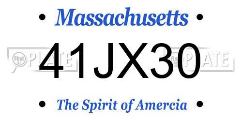 41JX30 Massachusetts License Plate
