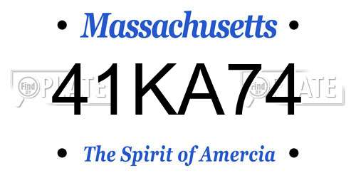 41KA74 Massachusetts License Plate
