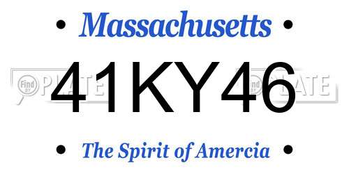 41KY46 Massachusetts License Plate