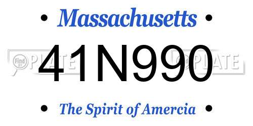 41N990 Massachusetts License Plate