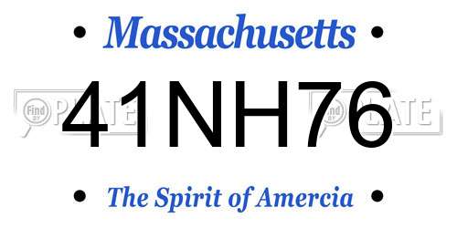 41NH76 Massachusetts License Plate