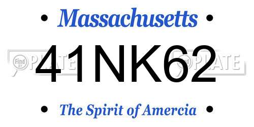 41NK62 Massachusetts License Plate