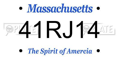 41RJ14 Massachusetts License Plate