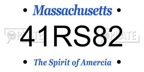 41RS82 Massachusetts License Plate