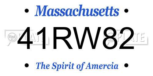 41RW82 Massachusetts License Plate