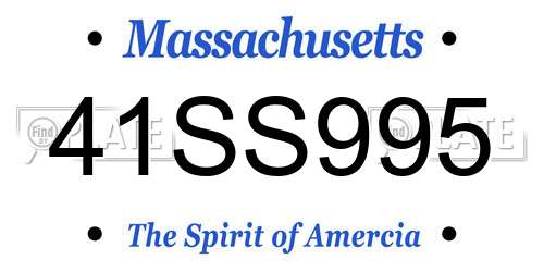 41SS995 Massachusetts License Plate