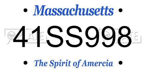 41SS998 Massachusetts License Plate