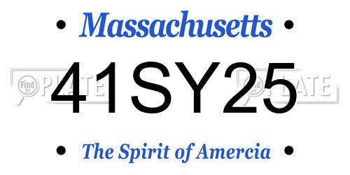 41SY25 Massachusetts License Plate