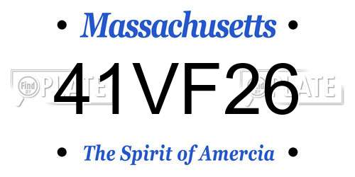 41VF26 Massachusetts License Plate