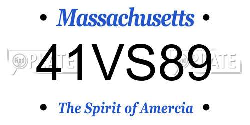 41VS89 Massachusetts License Plate