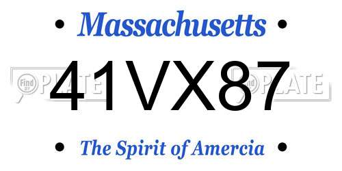 41VX87 Massachusetts License Plate