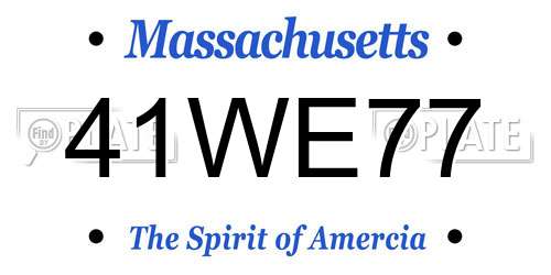 41WE77 Massachusetts License Plate
