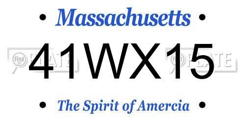 41WX15 Massachusetts License Plate