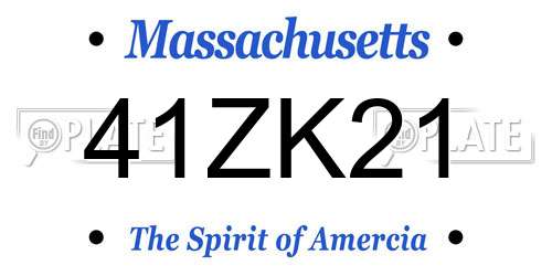 41ZK21 Massachusetts License Plate