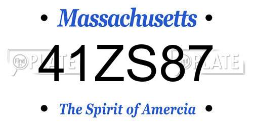 41ZS87 Massachusetts License Plate