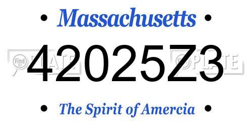 42025Z3 Massachusetts License Plate