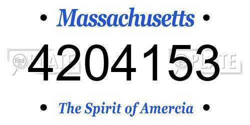 4204153 Massachusetts License Plate