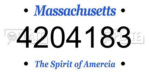 4204183 Massachusetts License Plate
