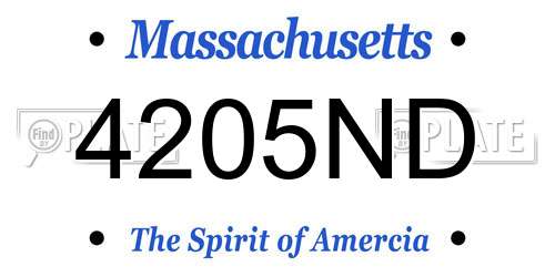4205ND Massachusetts License Plate