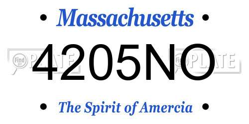 4205NO Massachusetts License Plate