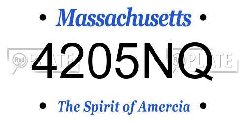 4205NQ Massachusetts License Plate