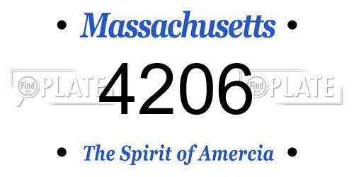 4206 Massachusetts License Plate