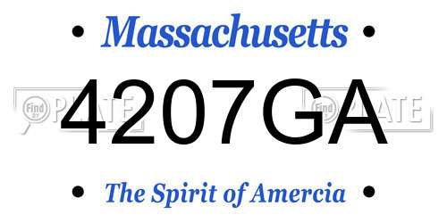 4207GA Massachusetts License Plate