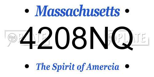 4208NQ Massachusetts License Plate