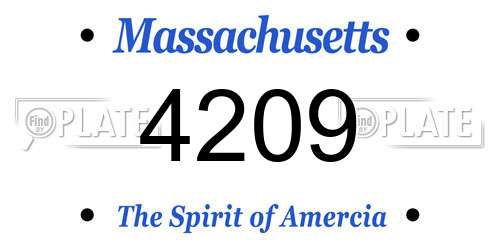 4209 Massachusetts License Plate