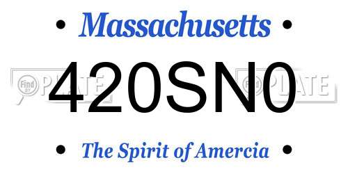 420SN0 Massachusetts License Plate