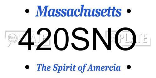 420SNO Massachusetts License Plate