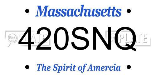 420SNQ Massachusetts License Plate