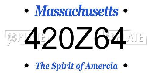 420Z64 Massachusetts License Plate