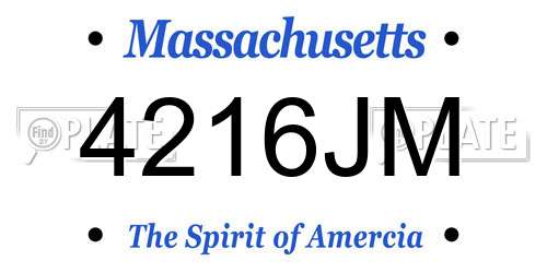 4216JM Massachusetts License Plate