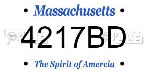 4217BD Massachusetts License Plate