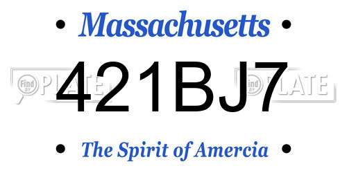 421BJ7 Massachusetts License Plate