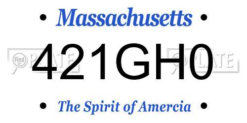 421GH0 Massachusetts License Plate