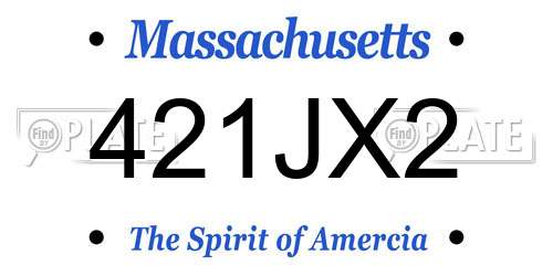 421JX2 Massachusetts License Plate