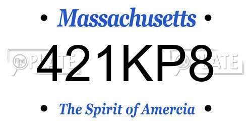 421KP8 Massachusetts License Plate