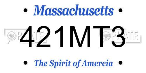 421MT3 Massachusetts License Plate